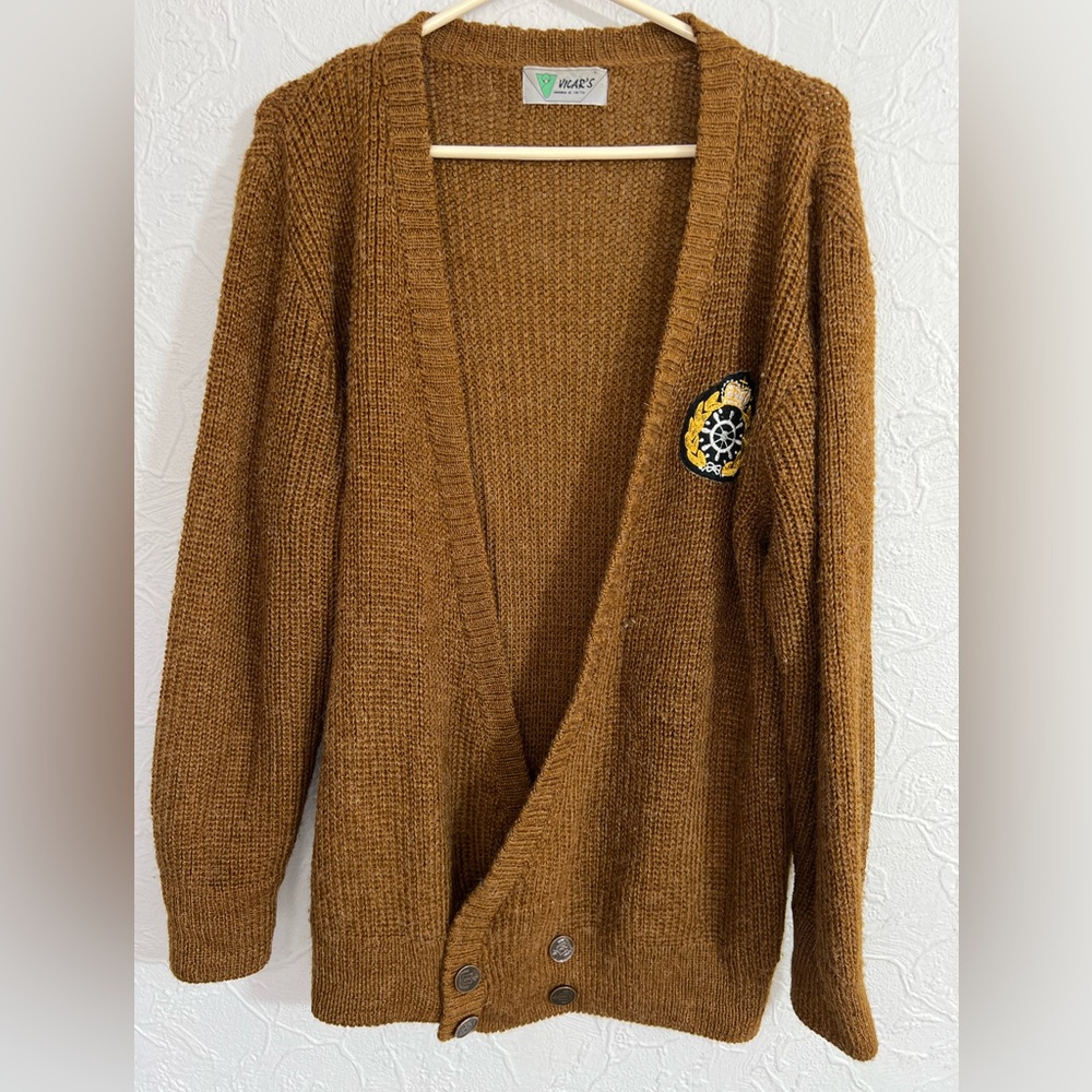 Vintage 1960s Sinonimo De Sveter Cardigan Sweater Size Medium Brown Kurt Cobain
